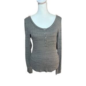 Project Social T Ribbed Heather Gray Long Sleeve Button Shirt, Size Small, NEW